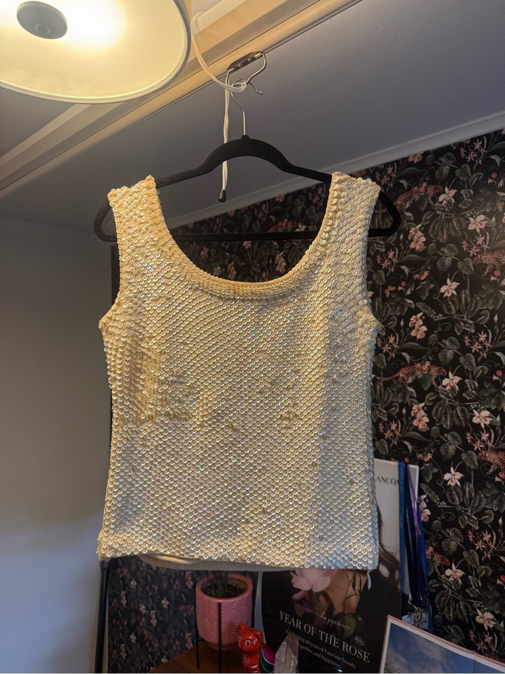 1960s Vintage Sequin Scoop Neck Tank Top - Champagne - Picture 6 of 6